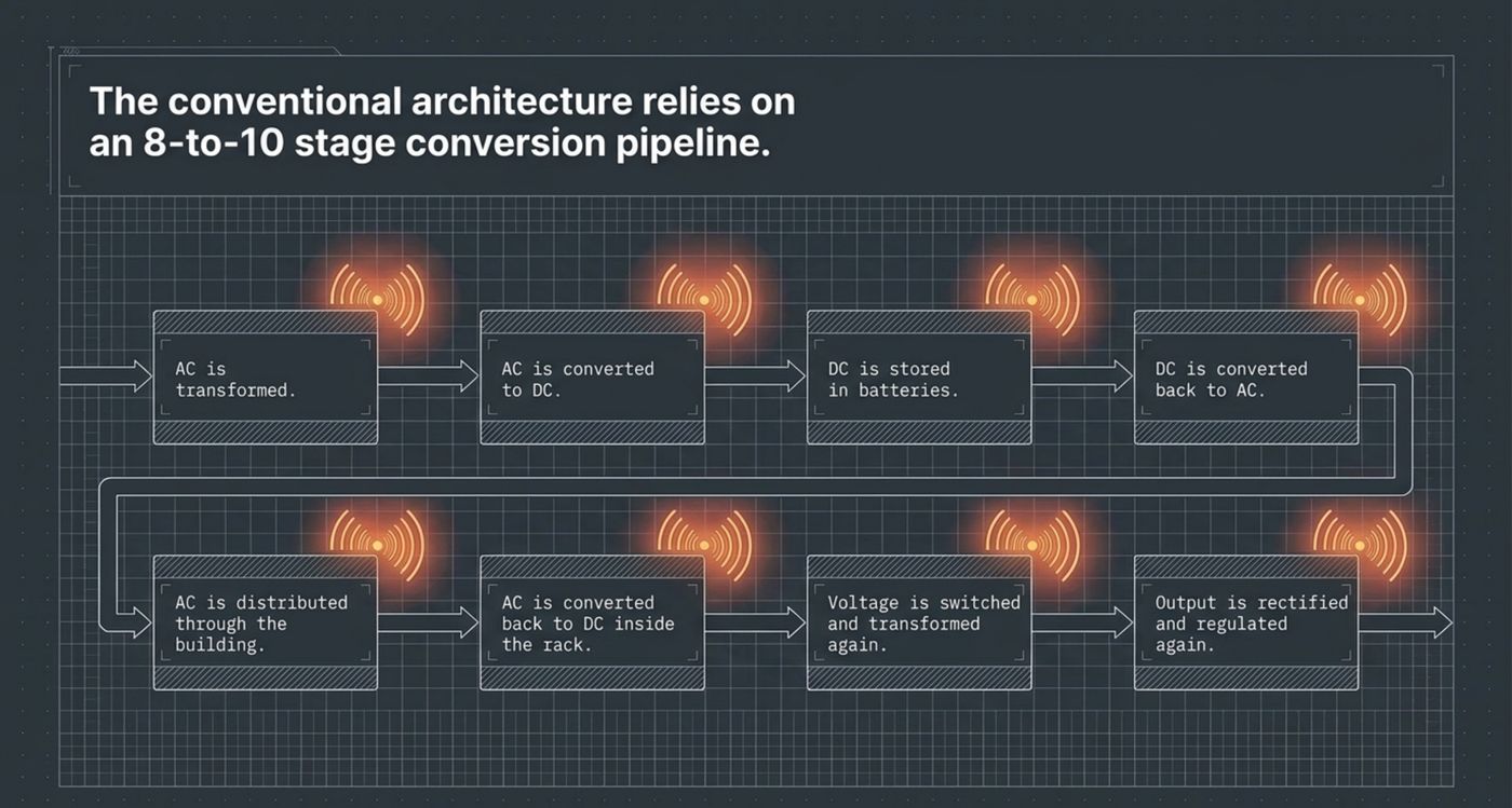 Diagram of the conventional eight-stage power conversion pipeline
