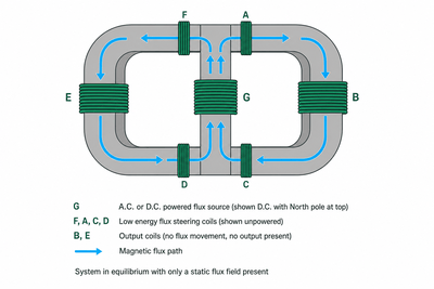 Active reluctance modulation in a magnetic flux path